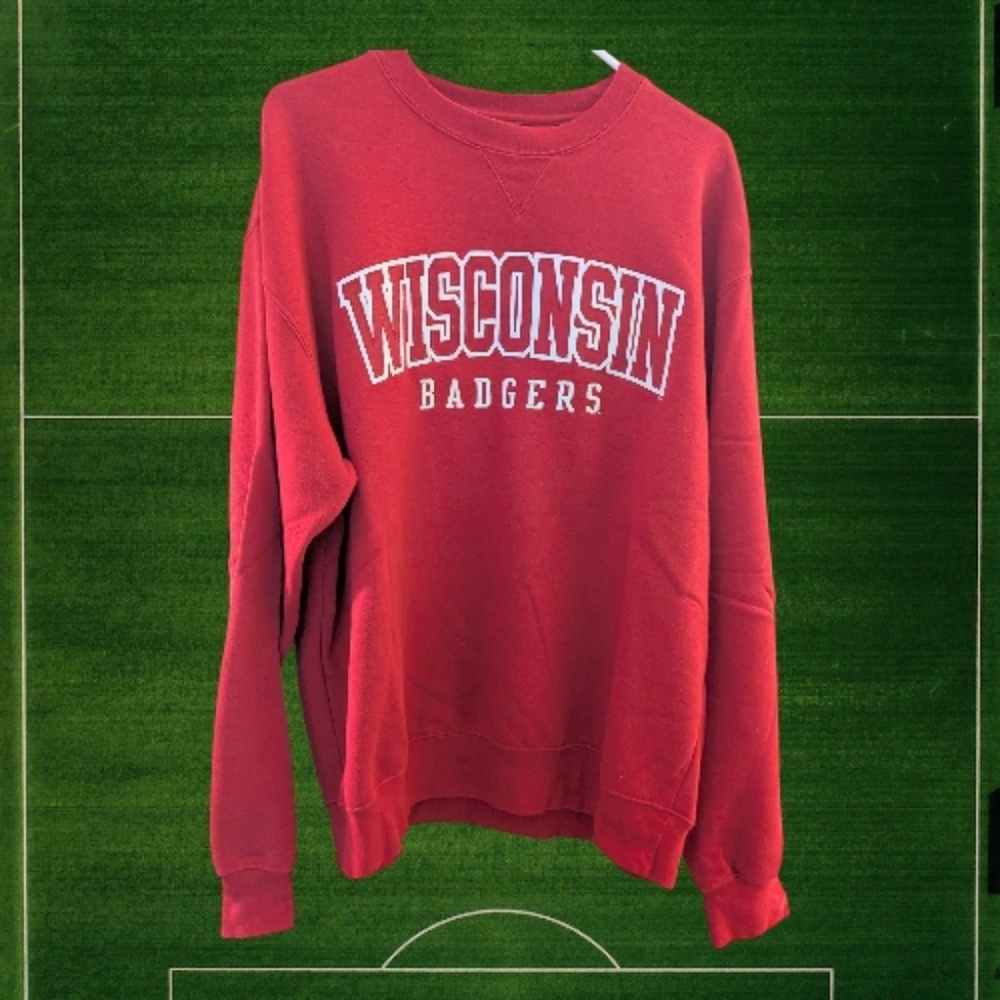 NWOT XL Vintage Wisconsin Badgers Sweatshirt Applique Embroidered Logo Team Fan
